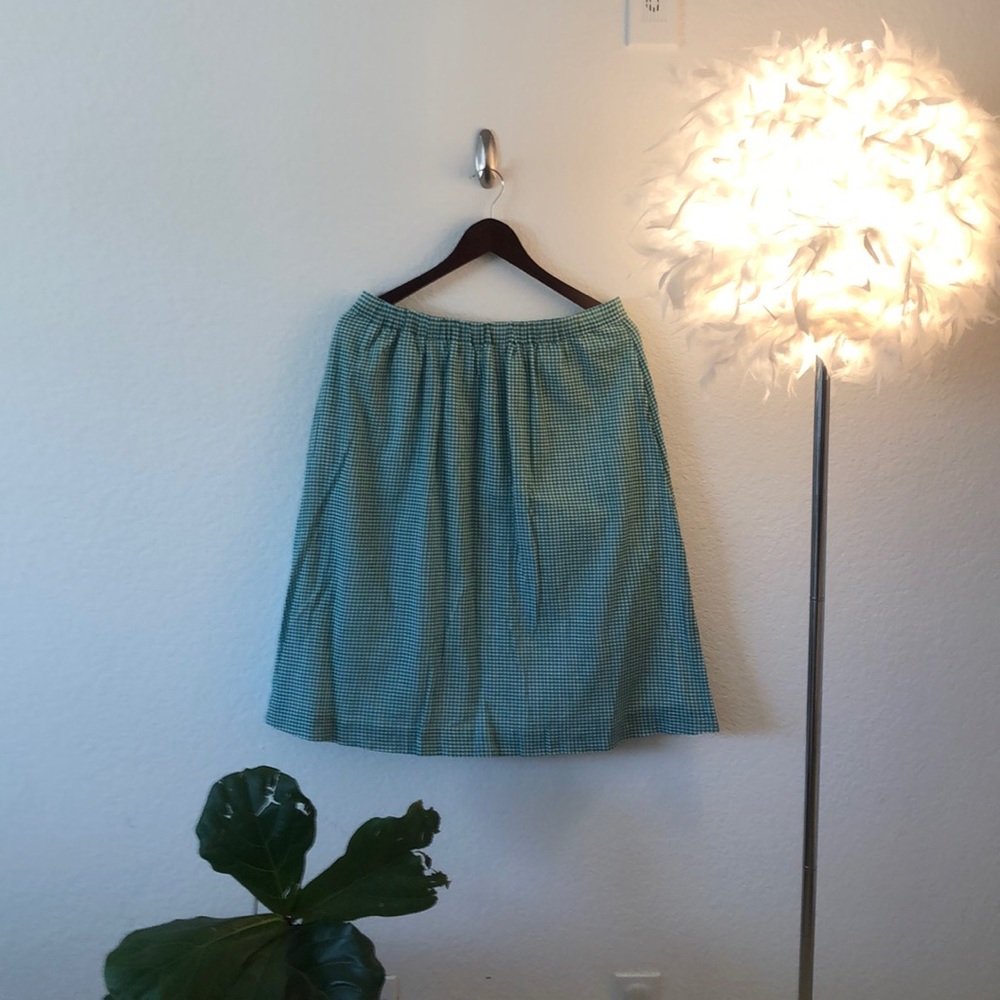 JCrew Cotton Green & White Gingham Skirt!